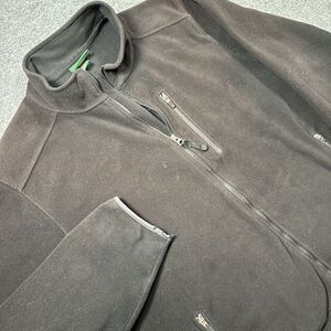 LL Bean Polartec Fleece Full Zip Jacket 3 Zip Pockets Men Small Black‎ OFJM3